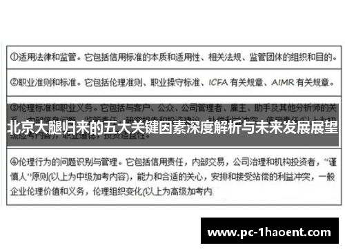 北京大腿归来的五大关键因素深度解析与未来发展展望