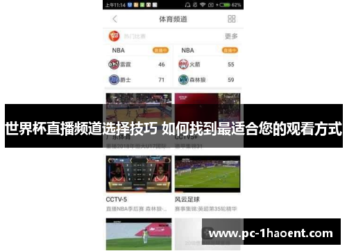 世界杯直播频道选择技巧 如何找到最适合您的观看方式